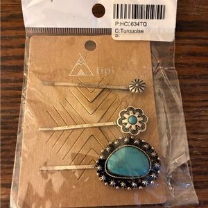 Silver and Turquoise Hairpin Set